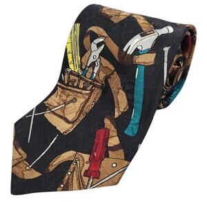 VTG 90s Home Improvement TV Show Mens Tie Construction Dad Grandpa Uncle Gift
